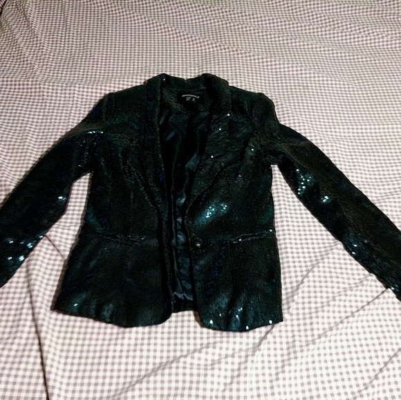 Atmosphere Sequin Blazer Jacket in Dark Blue - Picture 2 of 4